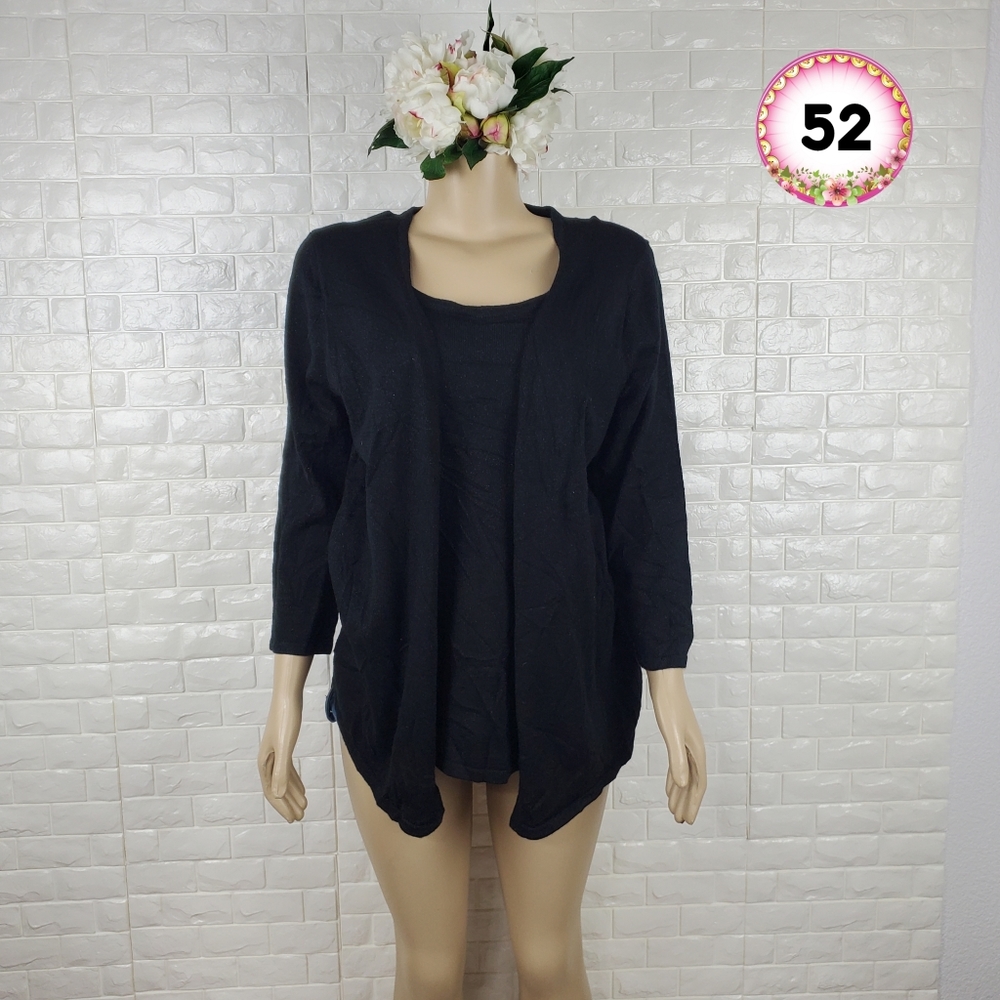 sag harbor black medium cardigan sweater